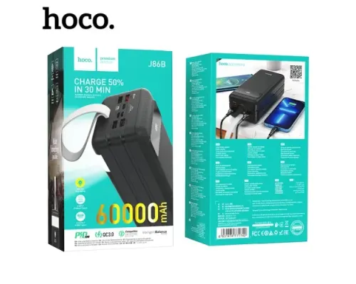 УМБ Hoco J86B Electric 22.5W fully compatible PD20W/QC/LCD/Lamp 60 000mAh Black mag-6931474771742147631