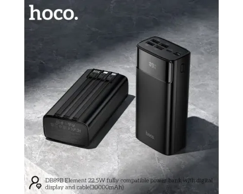 УМБ Hoco DB89B Element 22.5W fully compatible with digital display and cable 30 000mAh Black mag-6942007677073151721