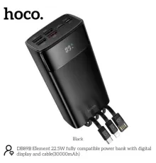 УМБ Hoco DB89B Element 22.5W fully compatible with digital display and cable 30 000mAh Black mag-6942007677073151721