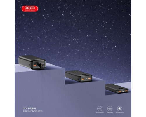Універсальна мобільна батарея XO PR240 USB-C 20W/USB-A 22.5W Fully 30 000 mAh Чорний mag-692068085554454848