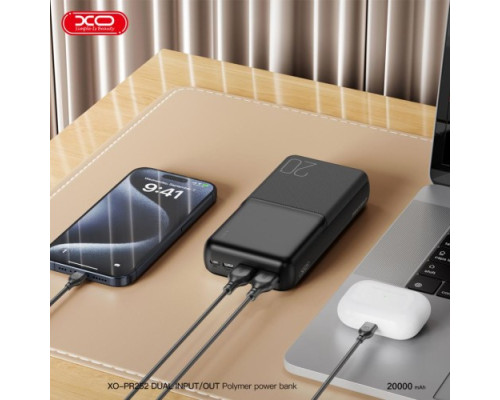Універсальна мобільна батарея XO PR252 Lighted Mobile Power 20 000 mAh Чорний mag-6920680860494142578