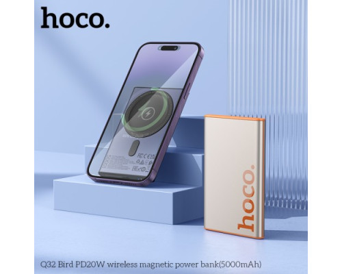 УМБ Hoco Q32 Bird PD20W wireless magnetic power bank(5000mAh) Titanium gold mag-6942007634083143168