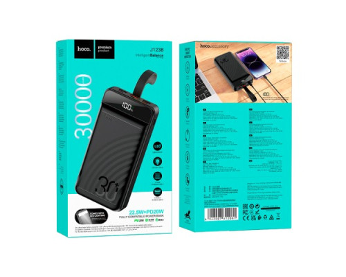 УМБ Hoco J123B Element 22.5W+PD20W fully compatible with LCD and LED-lamp 30 000mAh Black mag-694200761208129836