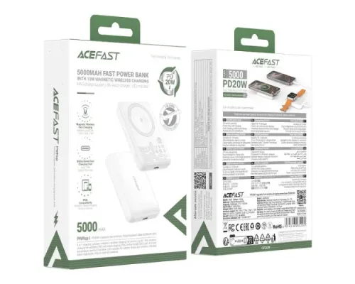 УМБ ACEFAST M25 PD20W MagSafe fast wireless charging power bank 5000 mAh White mag-6974316285205153341