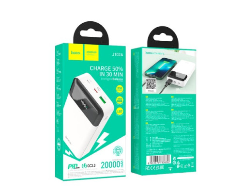 УМБ Hoco J102A Cool figure PD20W+QC3.0 20.000mAh White mag-6931474783639132534