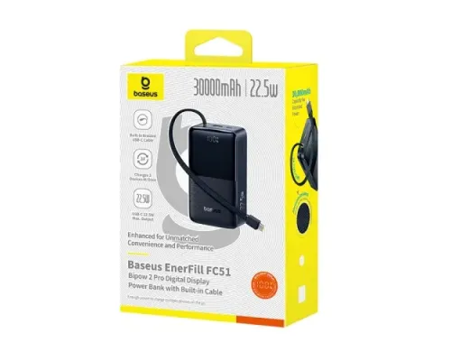 УМБ Baseus EnerFill FC51 Bipow 2 Pro Digital Display 30000mAh 22.5W Black E0028100 mag-6932172698645147240
