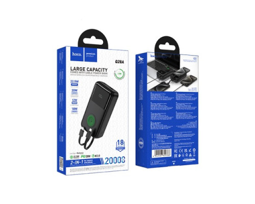 УМБ Hoco Q28A Victory 22.5W+PD20W fully compatible with watch charging cable 20 000mAh Black mag-6942007629386141174