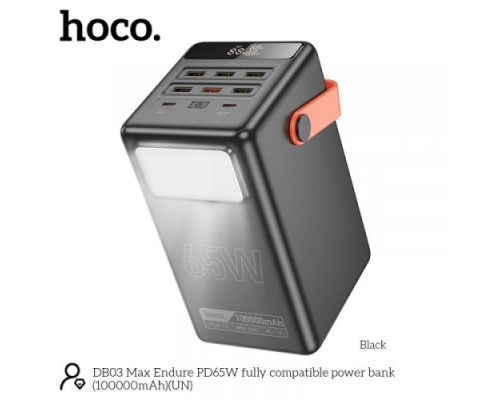 УМБ Hoco DB03 Max Centurion 65W fully compatible PB/Lamp/100 000mAh Black Деф.пак mag-2000001575918143047