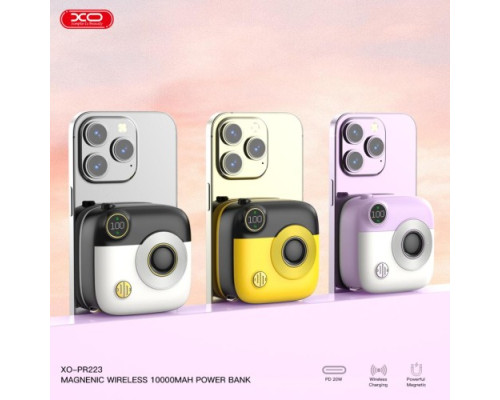 Універсальна мобільна батарея XO PR223 Magnetic suction fast charging 10 000 mAh Чорно-жовтий mag-692068084937619853