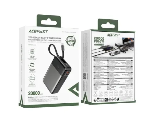 УМБ ACEFAST M21 PD65W power bank with cable 20000mAh Black mag-6974316283898153829