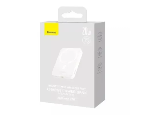 УМБ Baseus Magnetic Mini Air Wireless Fast Charge Power Bank 6000 mAh 20W White P10059002223-00 mag-6932172641429153209