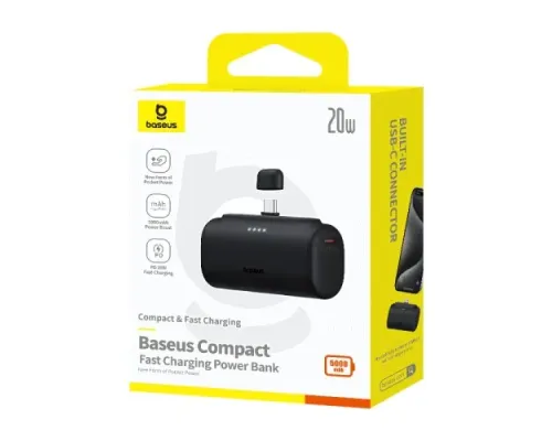 УМБ Baseus Compact Fast Charging Power Bank Type-C Edition 5000mAh 20W Black P10068306113-00 mag-6932172659509146278