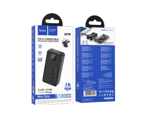 УМБ Hoco Q27B Jewel 22.5W+PD20W power bank with watch charger 10000mAh Black mag-6942007627443137350