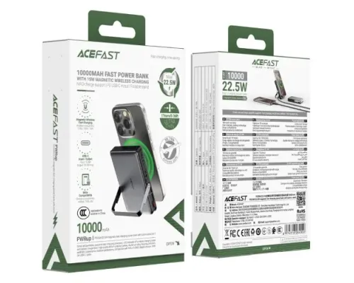 УМБ ACEFAST M17 PD20W/22.5W magnetic fast charging power bank with built-in stand 10000mAh Black mag-6974316284000153830