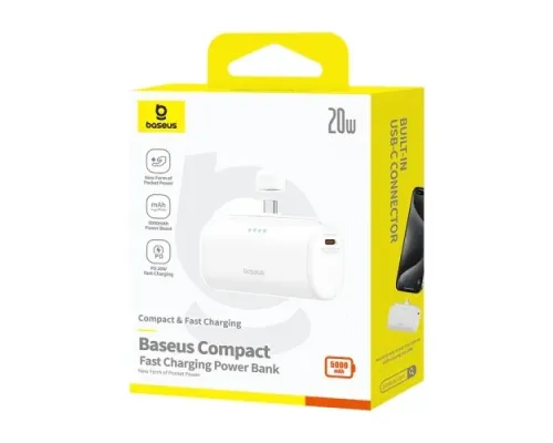 УМБ Baseus Compact Fast Charging Power Bank Type-C Edition 5000mAh 20W White P10068306213-00 mag-6932172659516146279
