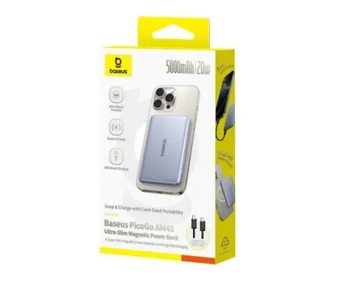 УМБ Baseus PicoGo AM41 Ultra-Slim Magnetic Power Bank 5 000 mAh 20W Grey P1007680C813-00 mag-6932172690656147236