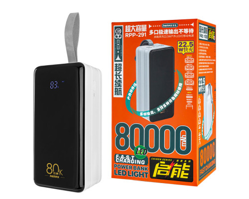 Універсальна мобільна батарея REMAX RPP-291 Chinen Series 22.5W PD+QC, LED Light, 80000mAh, White NBB-139451