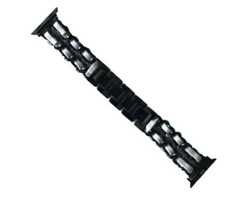 Ремінець для Apple Watch Chanel Leather 38/40/41 Black-White mag-2000001434079103159