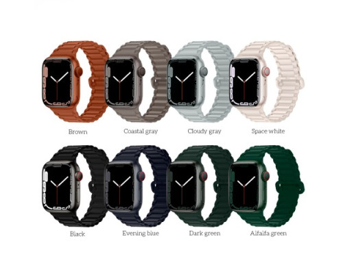 Ремінець Apple Watch HOCO iWatch WA06 Flex. Military pattern Magnetic Silicone 38-41mm Green red mag-693147478722435251
