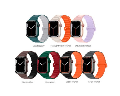 Ремінець Apple Watch HOCO iWatch WA06 Flex. Military pattern Magnetic Silicone 38-41mm Green red mag-693147478722435251