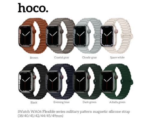 Ремінець Apple Watch HOCO iWatch WA06 Flex. Military pattern Magnetic Silicone 38-41mm Alfalfa green mag-6931474787248141084