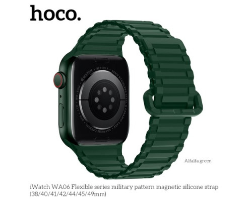 Ремінець Apple Watch HOCO iWatch WA06 Flex. Military pattern Magnetic Silicone 38-41mm Alfalfa green mag-6931474787248141084