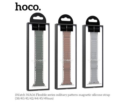 Ремінець Apple Watch HOCO iWatch WA06 Flex. Military pattern Magnetic Silicone 38-41mm Alfalfa green mag-6931474787248141084
