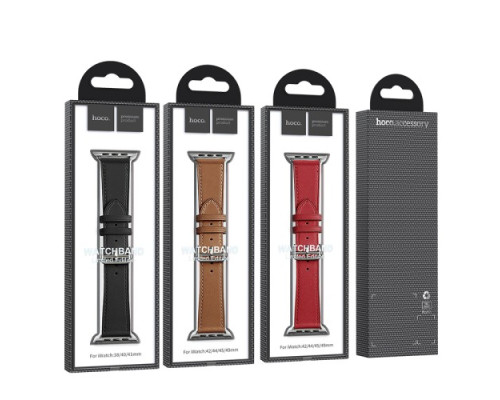 Ремінець Apple Watch HOCO iWatch WA17 Original series leather strap 42-49mm red mag-6931474794758134723
