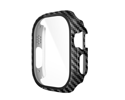 Бампер для Apple Watch HOCO iWatch Ultra WS6 Shadow protective case+film (49mm) Carbon Pattern mag-693147479255639772