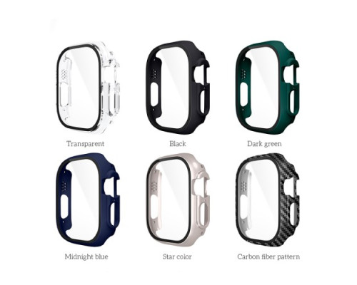 Бампер для Apple Watch HOCO iWatch Ultra WS6 Shadow protective case+film (49mm) Carbon Pattern mag-693147479255639772