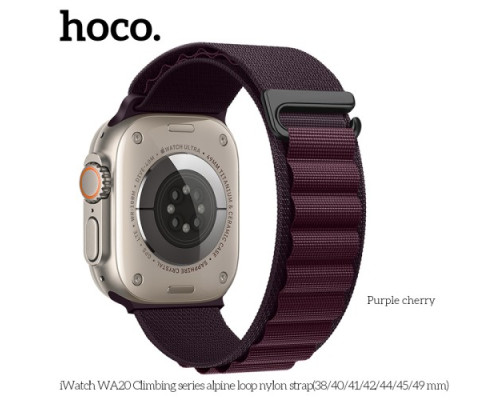 Ремінець Apple Watch HOCO iWatch WA20 Climbing Alpine Loop nylon strap 38-41mm Purple Cherry mag-6931474798190141091