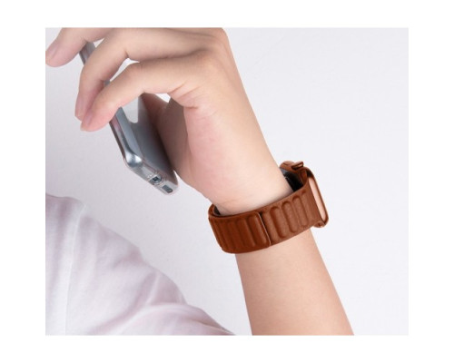 Ремінець Apple Watch HOCO iWatch WA23 Original leather chain magnetic strap 42-49mm Brown mag-694200760114639838