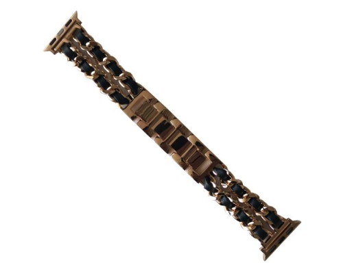 Ремінець для Apple Watch Chanel Leather 38/40/41 Rose gold-Black mag-2000001434031103156