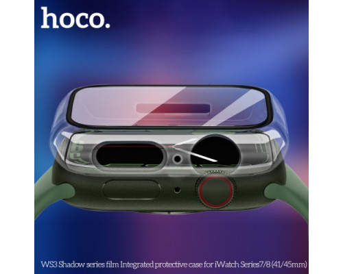 Бампер для Apple Watch HOCO iWatch7/8 WS3 Shadow protective case+film (45mm) Transparent mag-693147478525139782