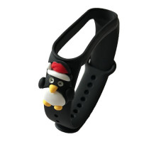 Ремінець для Xiaomi Mi Band 5/6 NEW YEAR Black Penguin mag-2000001363157100891
