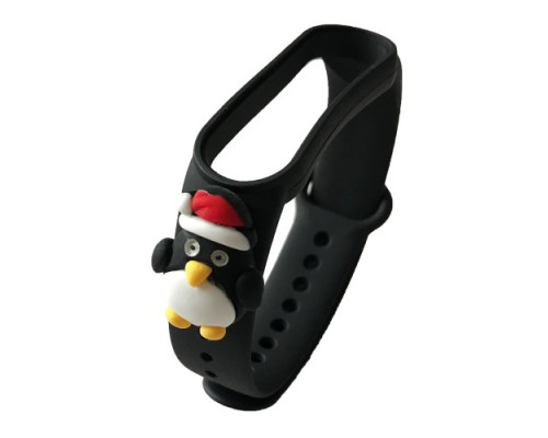 Ремінець для Xiaomi Mi Band 5/6 NEW YEAR Black Penguin mag-2000001363157100891