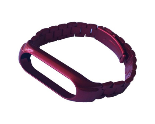 Ремінець для Xiaomi Mi Band 3/4/5/6 3-BEAD METAL BAND Red mag-2000001604304139983