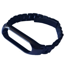 Ремінець для Xiaomi Mi Band 3/4/5/6 3-BEAD METAL BAND Black mag-2000001604250139978