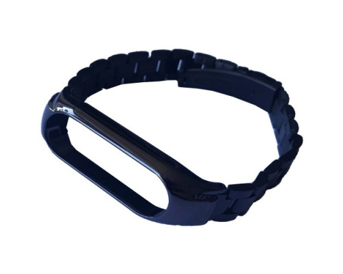 Ремінець для Xiaomi Mi Band 3/4/5/6 3-BEAD METAL BAND Black mag-2000001604250139978