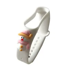 Ремінець для Xiaomi Mi Band 3/4 NEW YEAR White Snowman pink scarf mag-2000001363126147130