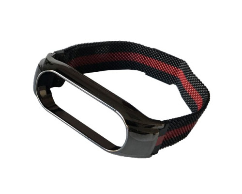 Ремінець для Xiaomi Mi Band 3/4/5/6 Milanese Loop Black-red mag-2000001469699104412