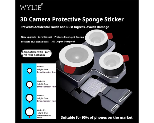 Захисні губчасті стікери на камеру Wylie 70 шт (4 розміри XL,L.M.S) PLS-00-00154742