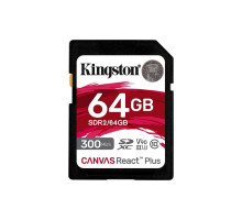 SDXC (UHS-II U3) Kingston Canvas React Plus 64Gb class 10 V90 (R-300MB/s) (SDR2/64GB)