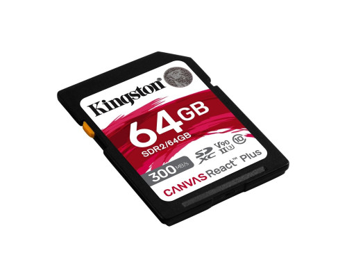 SDXC (UHS-II U3) Kingston Canvas React Plus 64Gb class 10 V90 (R-300MB/s) (SDR2/64GB)