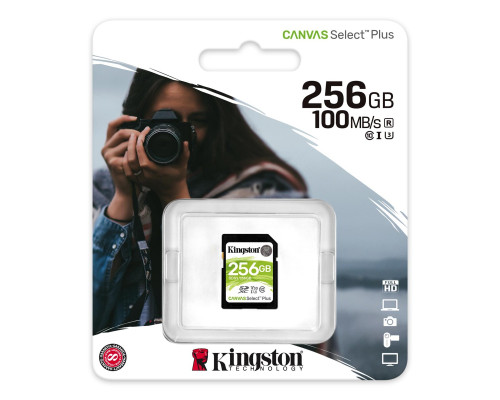 SDXC (UHS-1 U1) Kingston Canvas Select Plus 256Gb class 10 V10 (R-100MB/s) (SDS2/256GB)