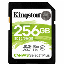 SDXC (UHS-1 U1) Kingston Canvas Select Plus 256Gb class 10 V10 (R-100MB/s) (SDS2/256GB)