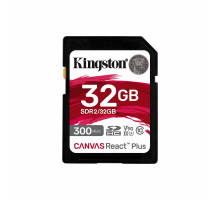 SDHC (UHS-II U3) Kingston Canvas React Plus 32Gb class 10 V90 (R-300MB/s) (SDR2/32GB)