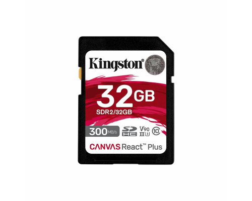 SDHC (UHS-II U3) Kingston Canvas React Plus 32Gb class 10 V90 (R-300MB/s) (SDR2/32GB)