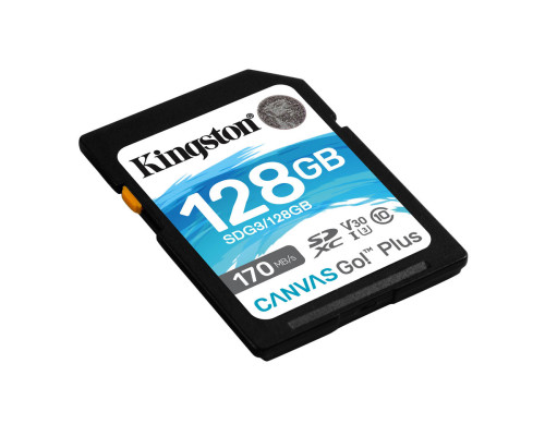 SDXC (UHS-1 U3) Kingston Canvas Go Plus 128Gb class 10 V30 (R170MB/s, W90MB/s) (SDG3/128GB)