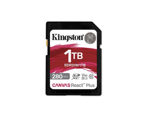 SDXC (UHS-II U3) Kingston Canvas React Plus 1Tb class 10 V60 (R280MB/s, W150MB/s) (SDR2V6/1TB)